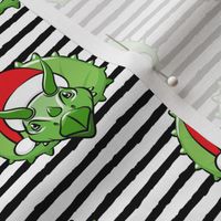 Christmas Triceratops - green on black stripes