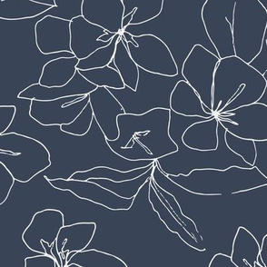  Delicate Flower Petals, Drawing on Blue (smaller print)