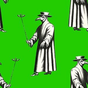 Plague Doctor on Bright Green