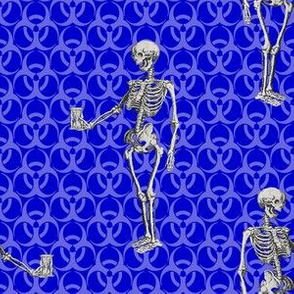 Skeleton on Blue Biohazard