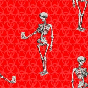 Skeleton on Red and Bright Red with Pink