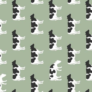 cows on sage - farm fabric C18BS (90)