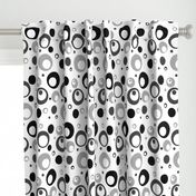 Circles and Dots Grayscale Black