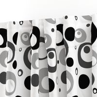 Circles and Dots Grayscale Black
