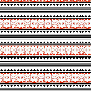 Native Polynesian Stripe Red Black on White
