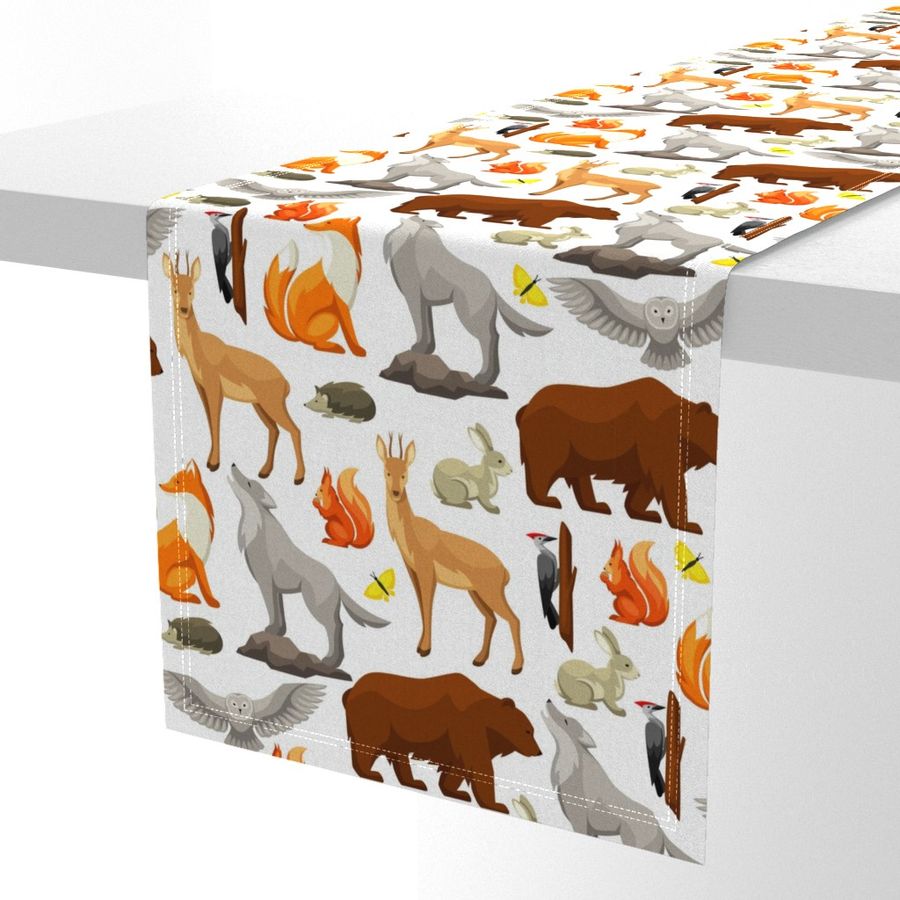 Woodland Forest Animals on White