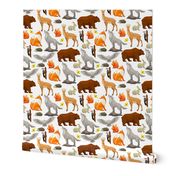 Woodland Forest Animals on White