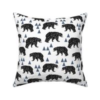 geo bear fabric // blue triangle geo trendy hipster bear woodland kids nursery baby design