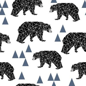 geo bear fabric // blue triangle geo trendy hipster bear woodland kids nursery baby design