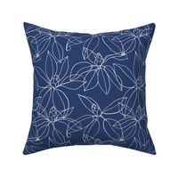 Rhododendrons with a delicate white line on navy blue