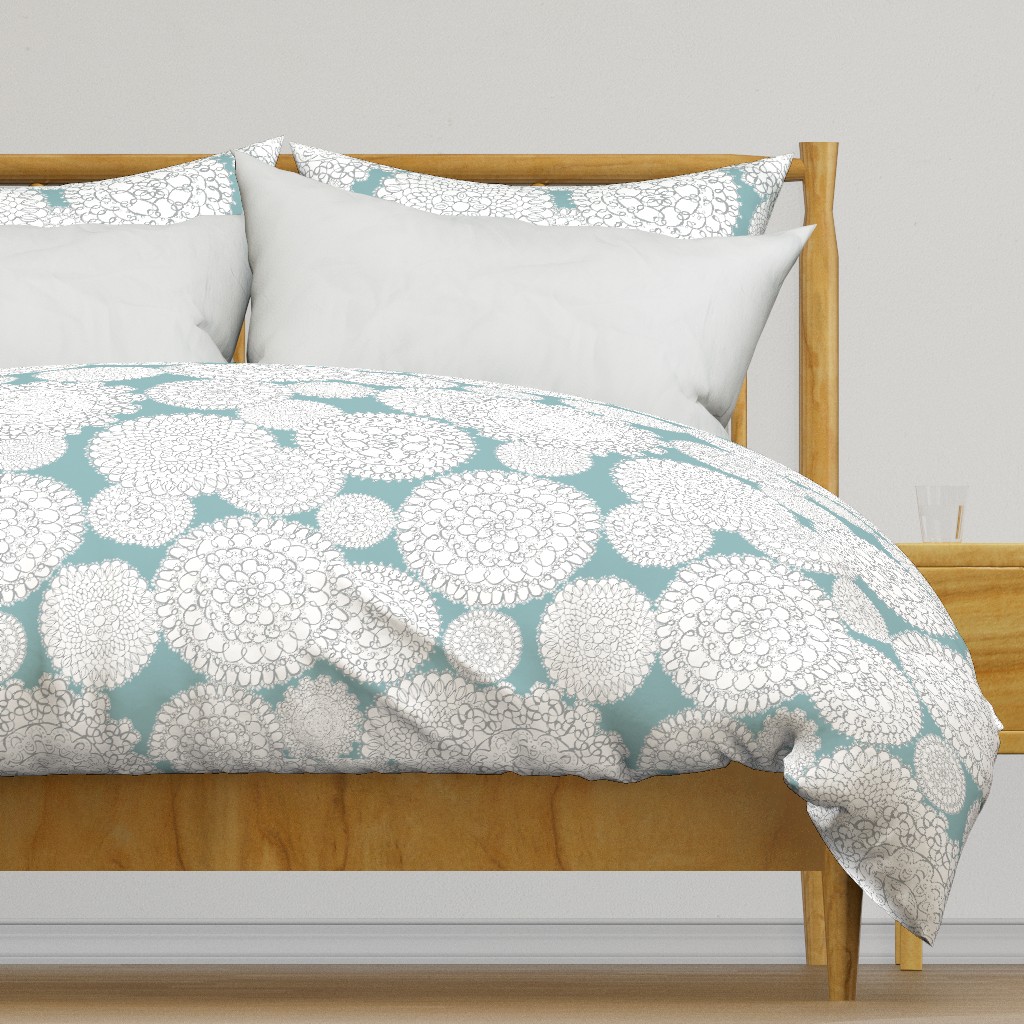 Delightful Doilies - Feminine Lace Aqua & Grey