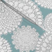 Delightful Doilies - Feminine Lace Aqua & Grey