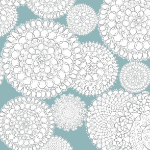 Delightful Doilies - Feminine Lace Aqua & Grey