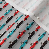 SMALL - corgi sports car fabric funny corgi fabric