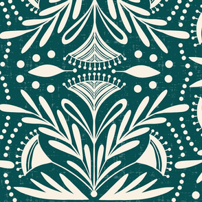 Lenox - Damask Dark Teal Jumbo Scale