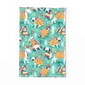 Mexican tacos dogs team TEA TOWEL // repeated pattern rotated // mint 