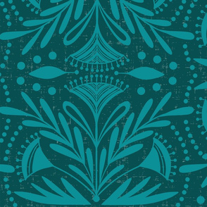 Lenox - Damask Dark Teal Tonal Jumbo Scale