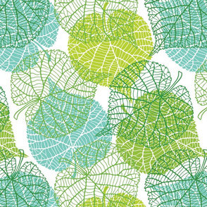 Jungle Lacey Leaves on White