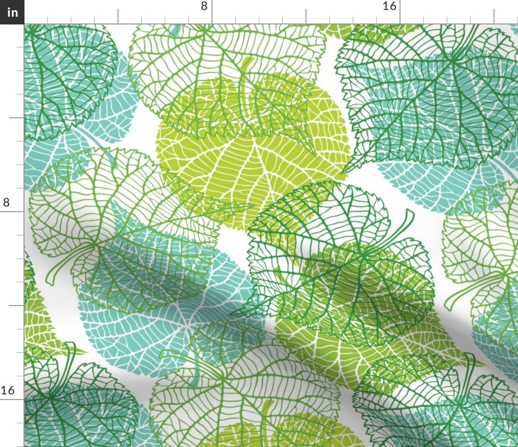 Jungle Lacey Leaves on White