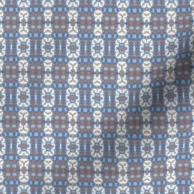 White Patterned Stripes on Blue and Brown