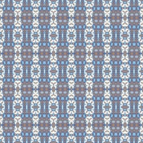 White Patterned Stripes on Blue and Brown