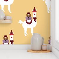 Christmas Llama On Yellow