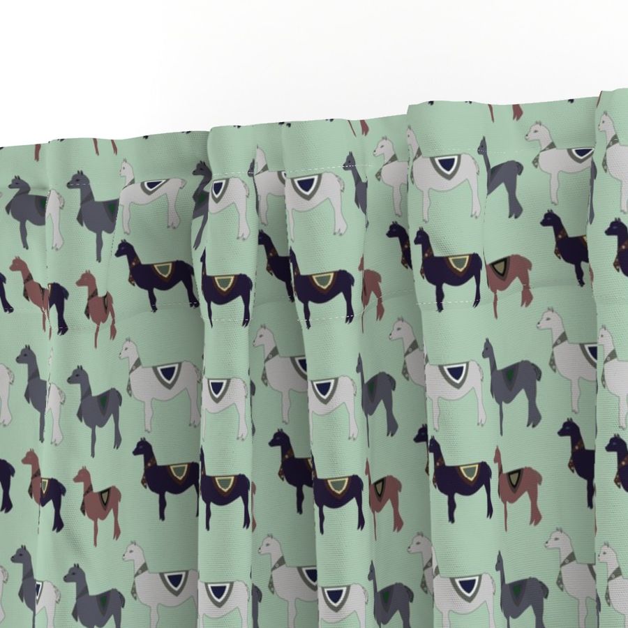 Colorful Llama Pattern On Green