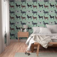 Colorful Llama Pattern On Green