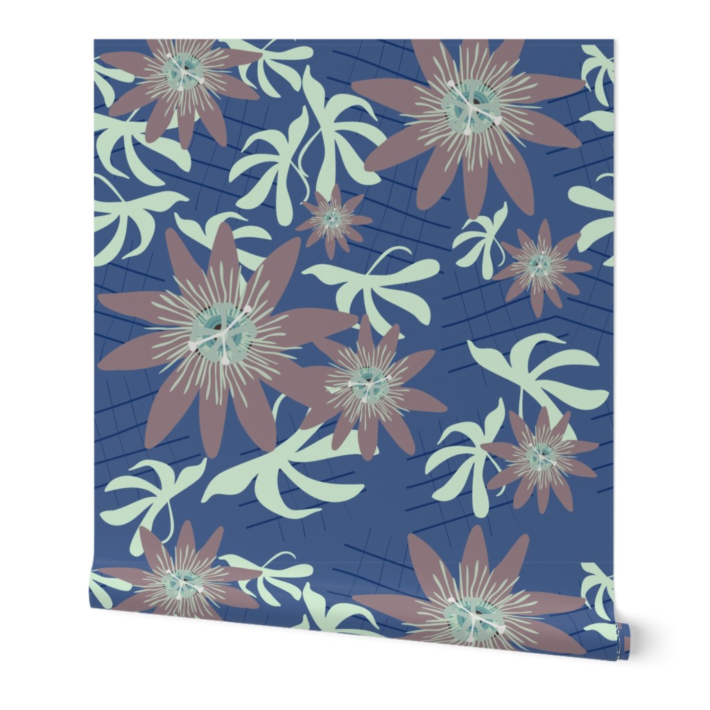 Passion Flower On Blue