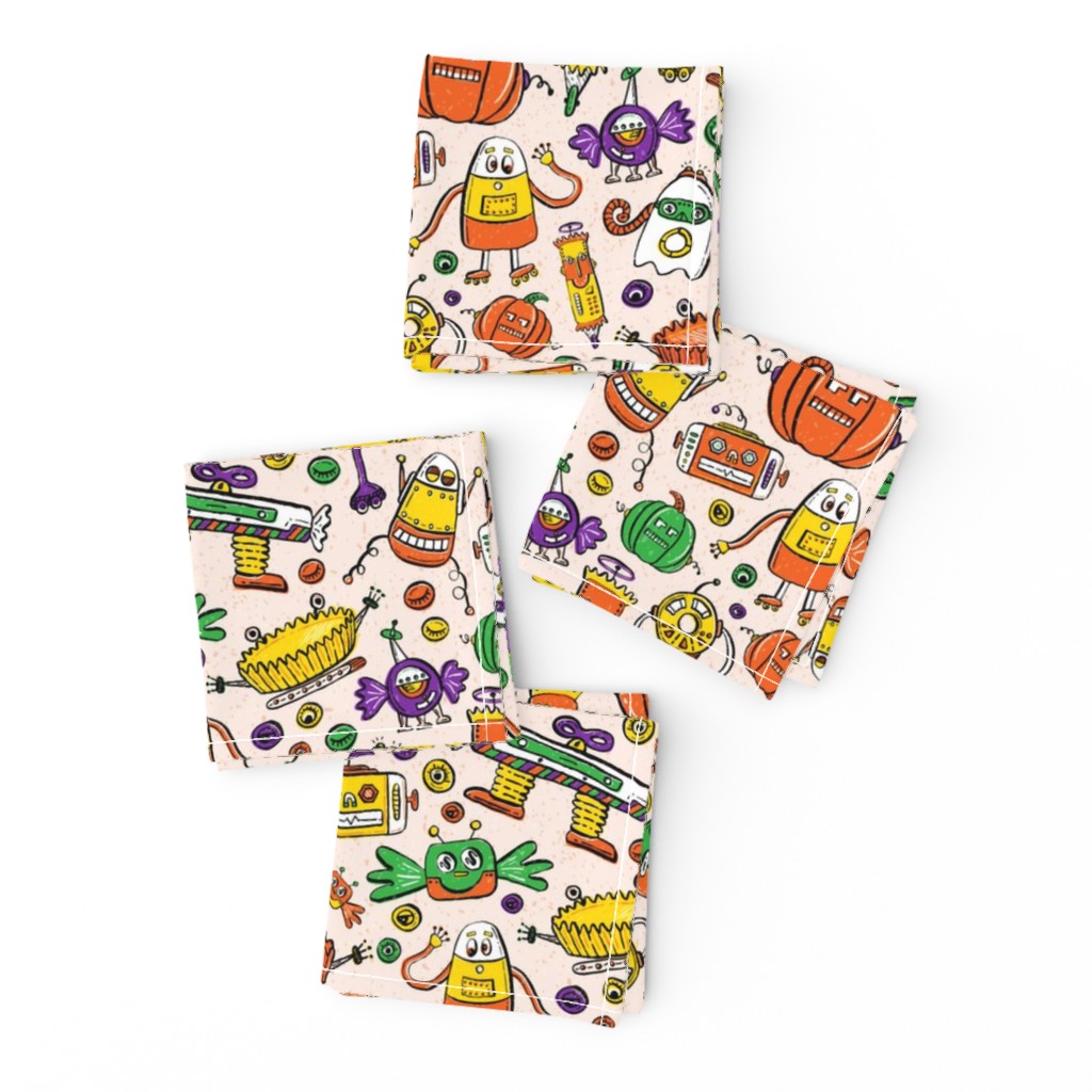 Monster Halloween Candy Bots DIRECTIONAL in Orange, Black, Purple, & Green // Fall Holiday Themed Candy Shaped Robots // Nerdy Halloween