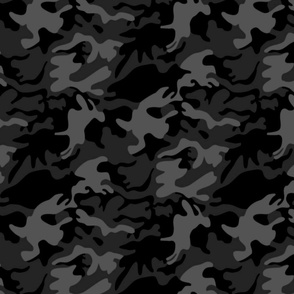 Black Camouflage Fabric By The Yard, Black Camo, Black