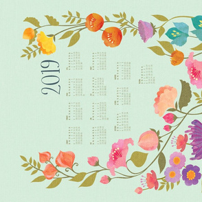 Enchanted Garden 2019 Calendar Tea Towel {Sky}