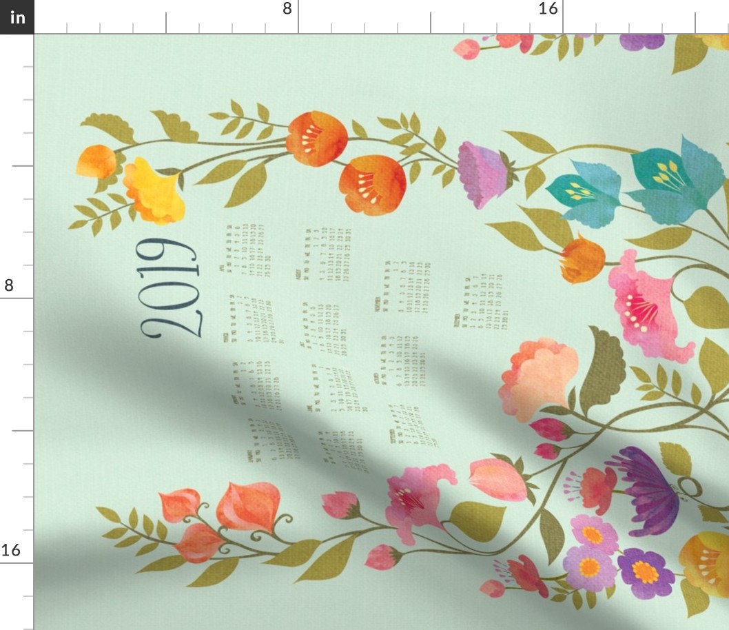 Enchanted Garden 2019 Calendar Tea Towel {Sky}