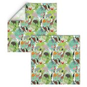 Zoo Animals on Lacey Jungle Leaves