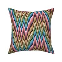 Bargello Flame Stitch in Pink Blue Gold and Green