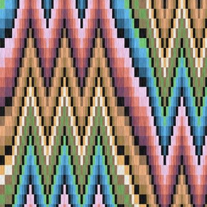 Bargello Flame Stitch in Pink Blue Gold and Green