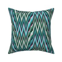 Bargello Flame Stitch in Teal Turquoise Green and Pink