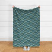 Bargello Flame Stitch in Teal Turquoise Green and Pink