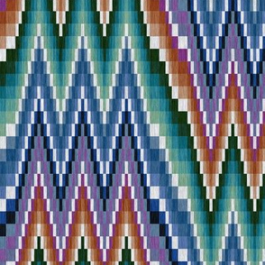 Bargello Flame Stitch in Purple Teal and Orange