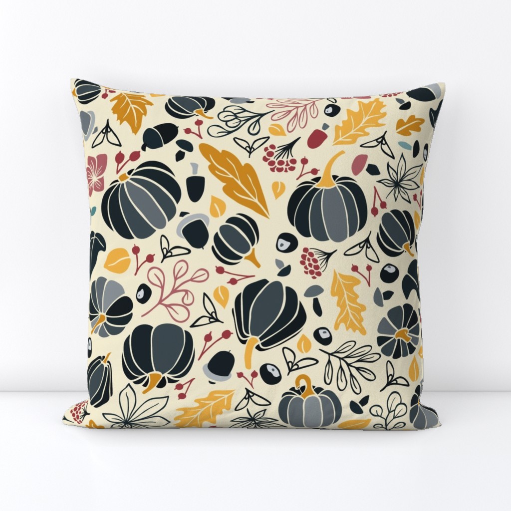 Fall Fruits in Navy and Yellow