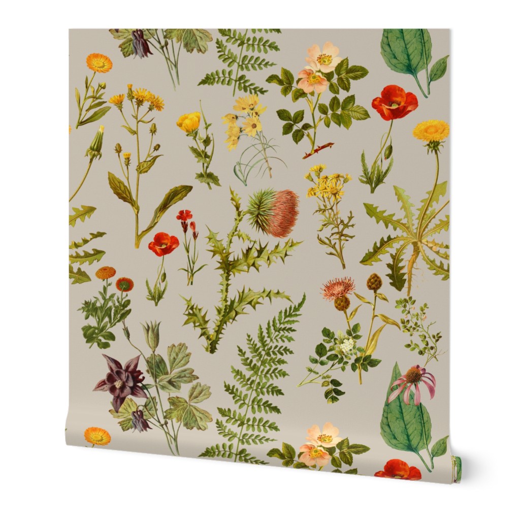 vintage wildflowers lg.-khaki