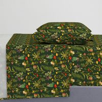 vintage  wildflowers -dark green