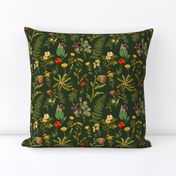 vintage  wildflowers -dark green