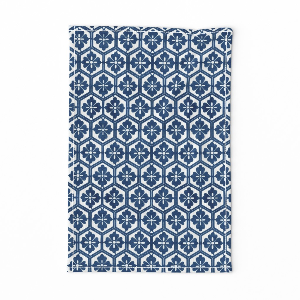 Japanese Hexagonal Stencil1 large indigo-white