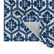 Japanese Hexagonal Stencil1 large indigo-white