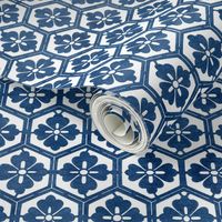 Japanese Hexagonal Stencil1 large indigo-white