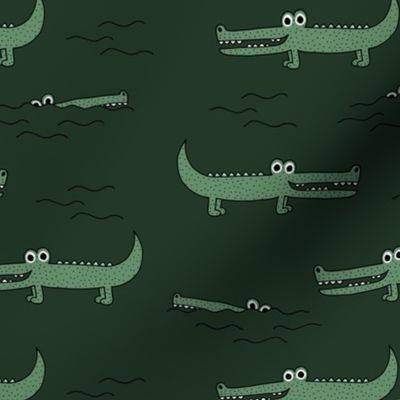 Little sweet crocodile baby alligator jungle love zoo illustration gender neutral green winter