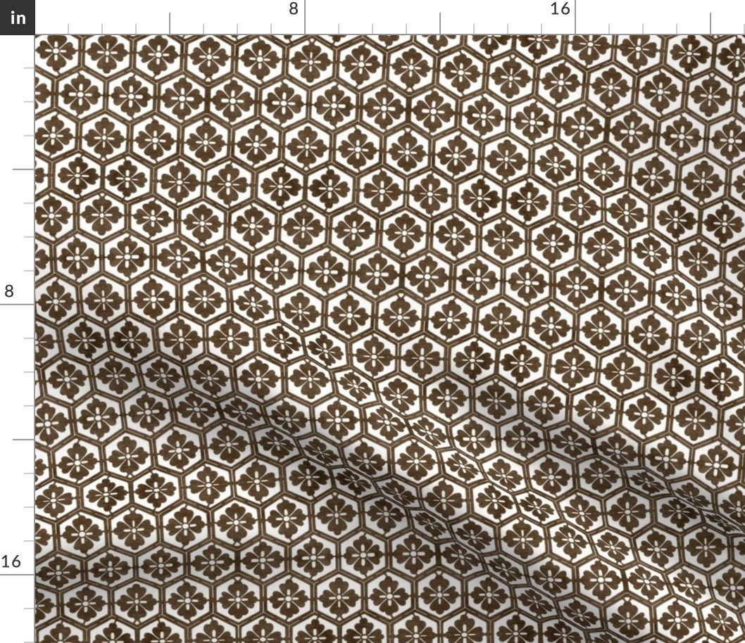 Japanese Hexagonal Stencil1 (small) antique-brown white