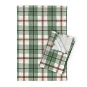 green and brown plaid watercolor