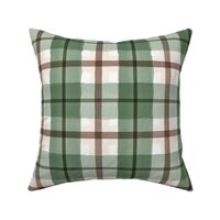 green and brown plaid watercolor